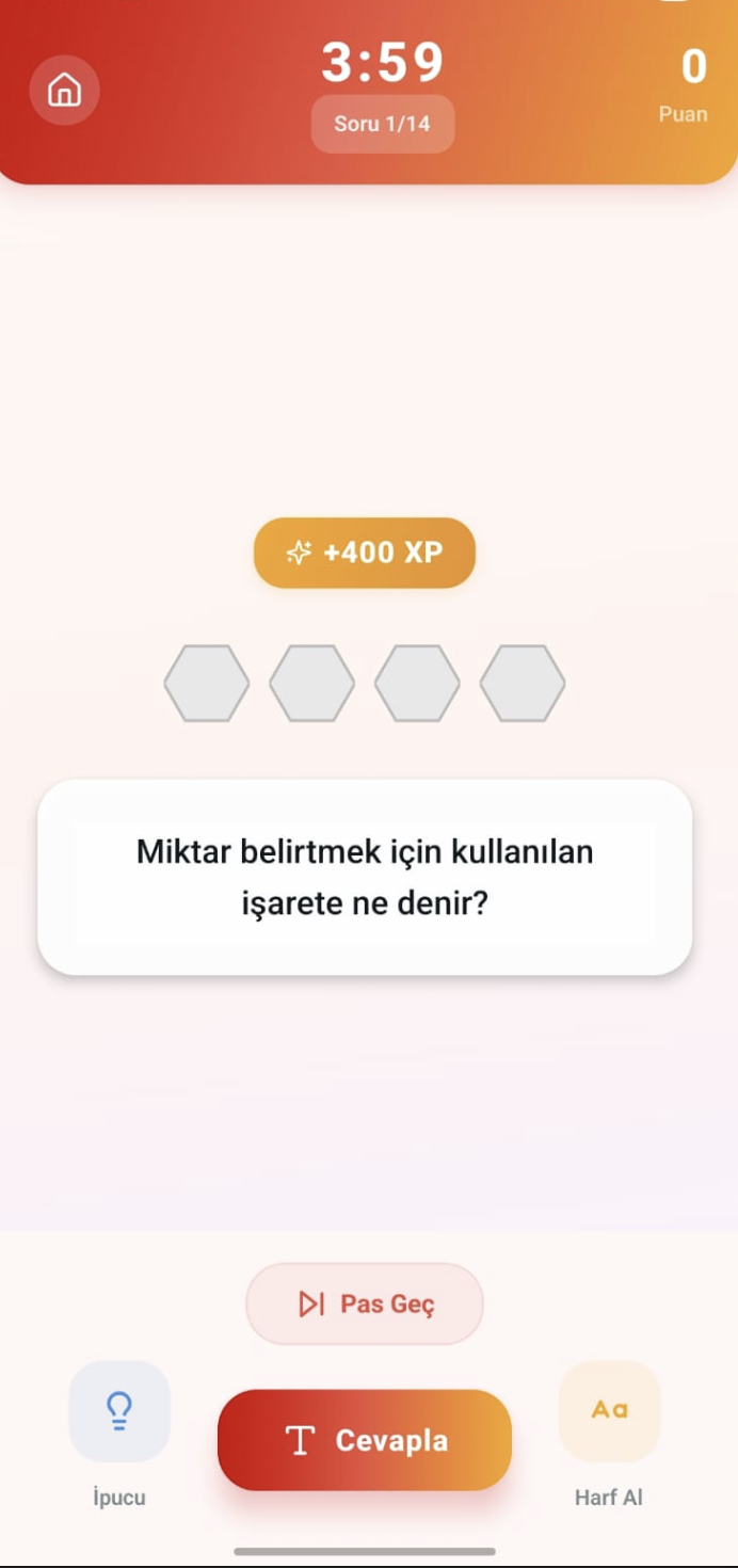 Kelime Oyunum oyun ekranı
